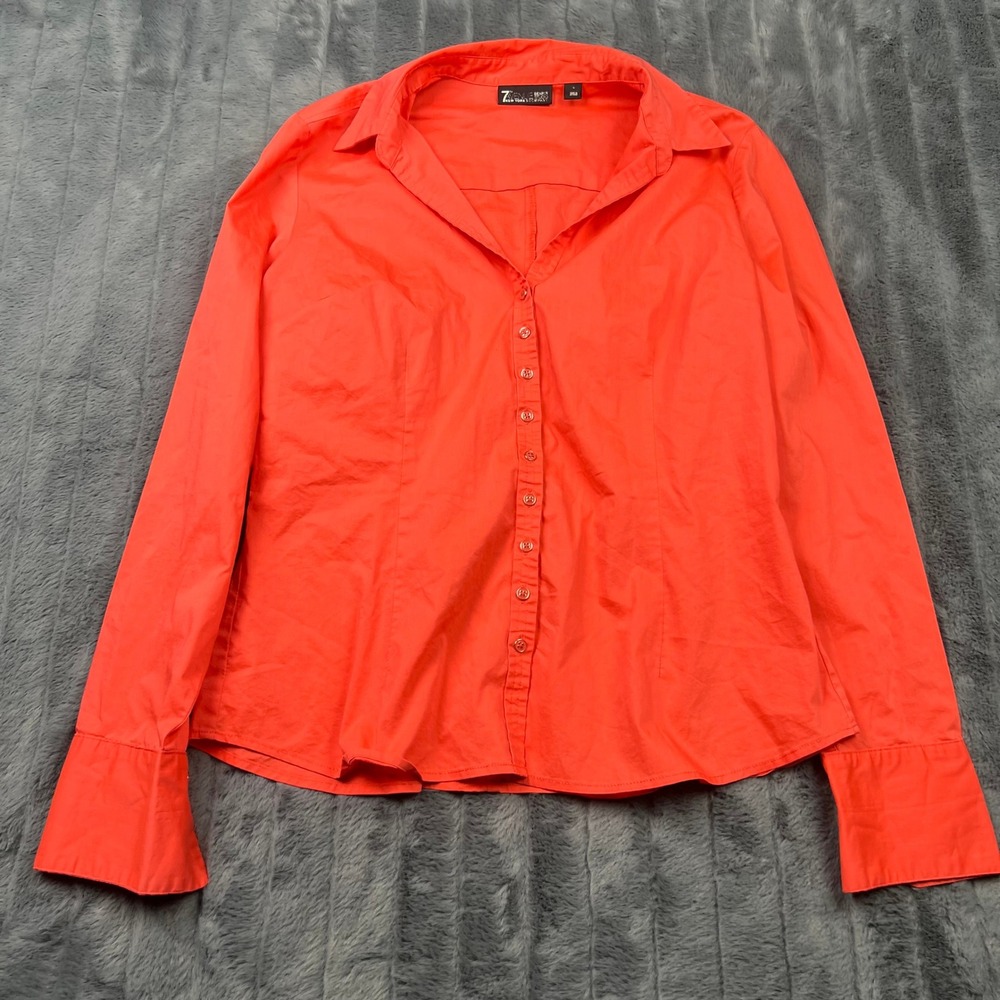 New York & Company 7th Avenue Design Studio Coral Orange Button Down Shirt Large